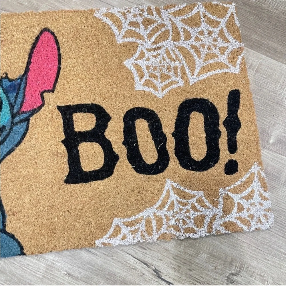 NEW Disney Lilo‎ & Stitch Halloween Boo Coir Doormat 18x30 Spiderwebs